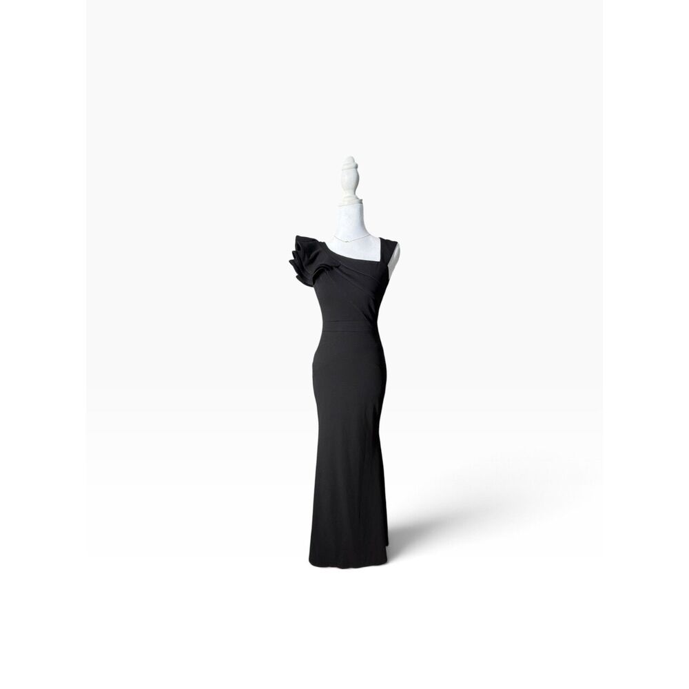 Lulus Black One-Shoulder Ruffle Maxi Dress S - Picture 2 of 11